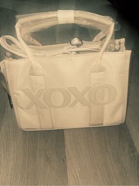 XOXO Cream Tote Bag with Top Handles